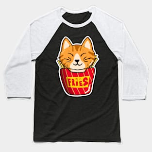 Cat Fries Baseball T-Shirt